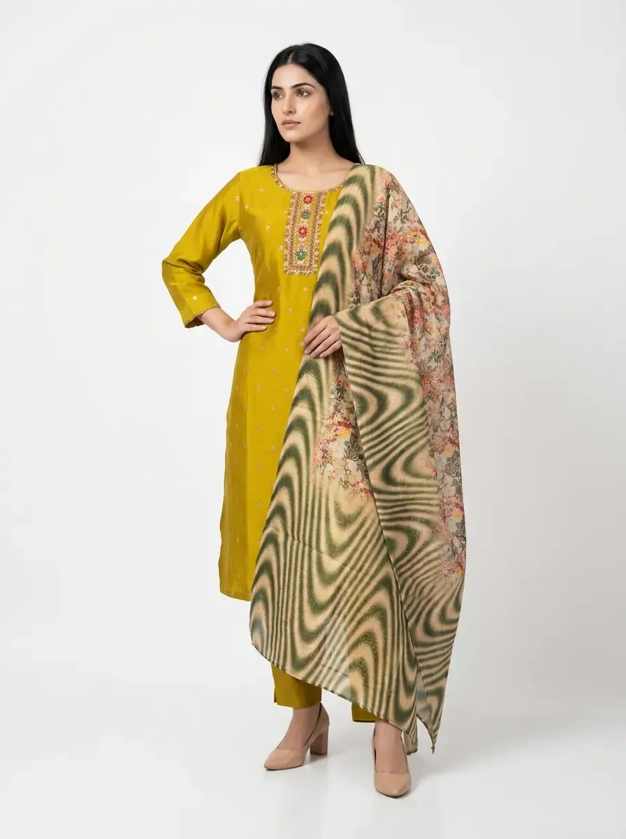 Mustard Yellow Kurti 3pc Set